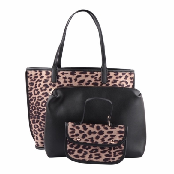 New 3 Piece Leopard Bag Set - Picture 1 of 11